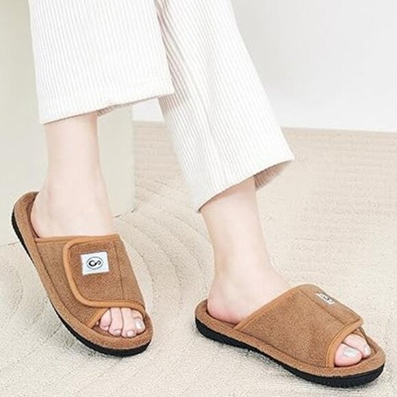 HARENCE Women's House Shoes Adjustable Orthopedic Arch Brown Size 9/9/5 - Picture 2 of 6